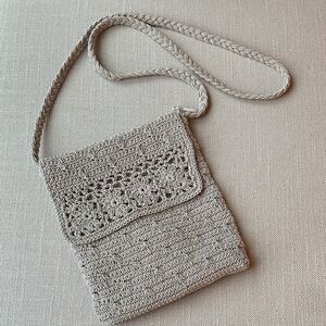 Carlo D’Santi Beige Crochet Crossbody Bag, Purse